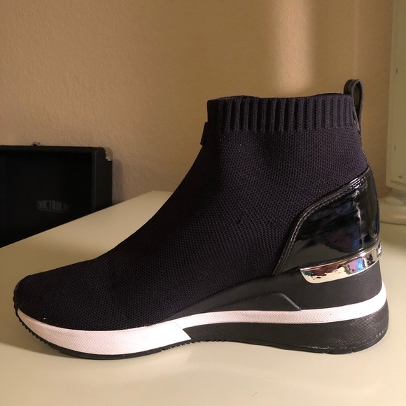 mickey stretch knit and leather sock sneaker